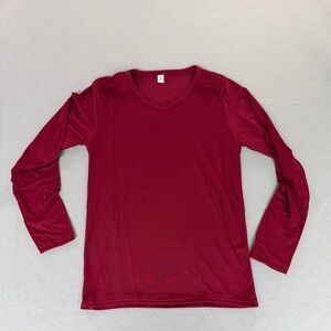 Women's Maroon Color Long Sleeve Thin Top Size S #260797